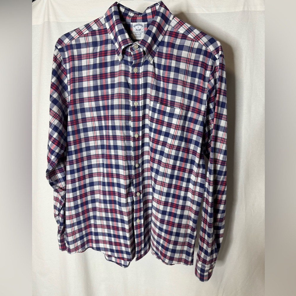 Brooks Brothers Red and Blue Plaid Button Down Shirt
